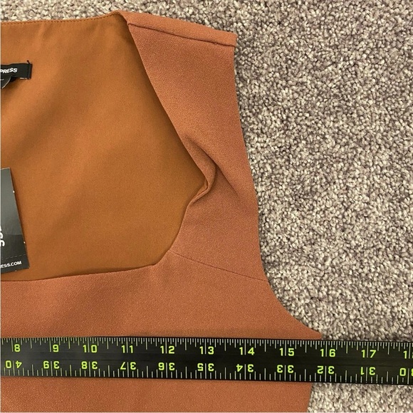 Express Women's Square Neck Cropped Tank Side Zipper Bullion Size XS - NWT $58 - Picture 11 of 16
